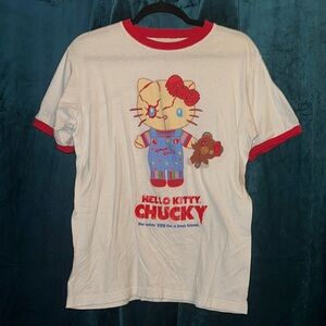 Hello Kitty Chucky White Tee with Red Accents